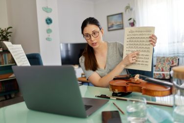 Online violin class during coronavirus quarantine